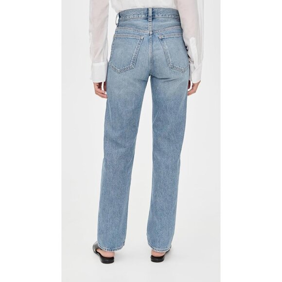 Women's Longline Straight Jeans Cotton Light Wash 27 Waist 5-Pocket - Picture 3 of 6